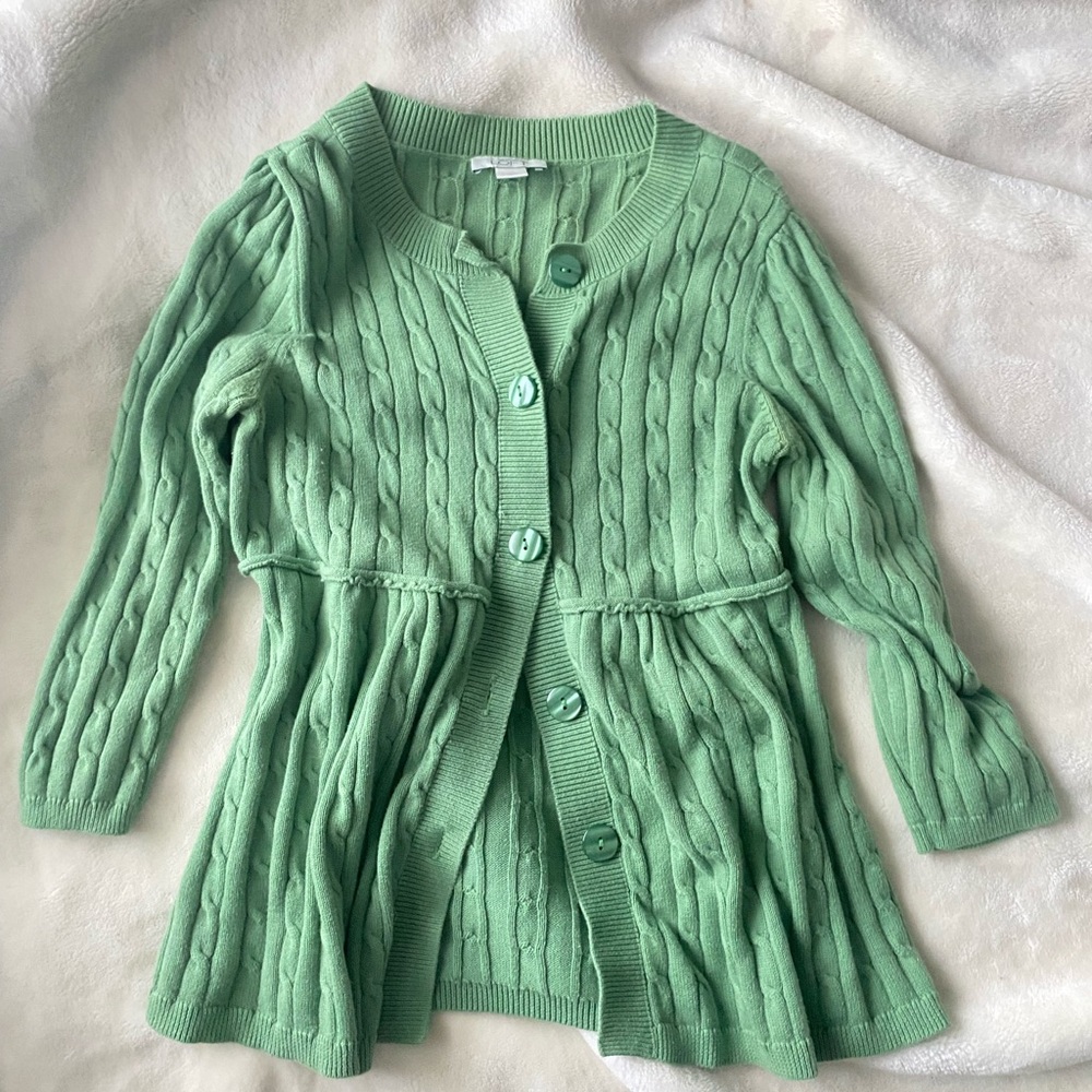LOFT Mint Green Knit Sweater button up